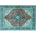 thumbnail image 1 of Ahgly Company Indoor Rectangle Medallion Light Blue Traditional Area Rugs, 5' x 8', 1 of 4