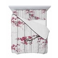 thumbnail image 7 of Quilts Full Size Bedding Set, Red Cherry Lightweight Quilted Comforter, Spring Floral Branches Ink Painting Art Wood Gray Soft Bedspread Coverlet with Pillow Covers for All Season, 78" x 90", 7 of 7