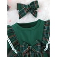 thumbnail image 5 of Mubineo Baby Girls Dress Christmas Clothes Plaid Patchwork Crew Neck Long Sleeve Dress Fall Fashion Casual Princess Dress with Headband, 5 of 8