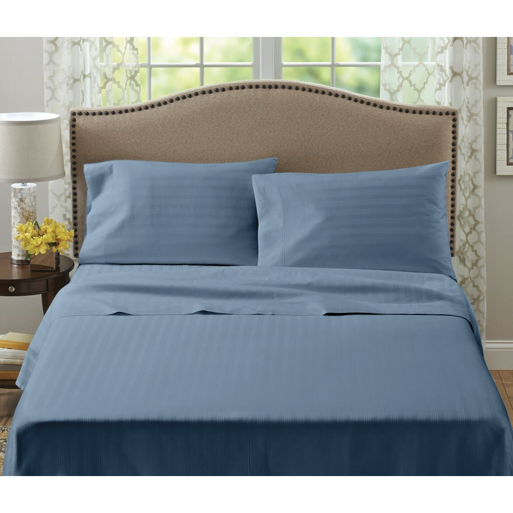 Better Homes & Gardens 400 Thread Count Hygro Cotton Performance Bedding Sheet Set, Queen Blue