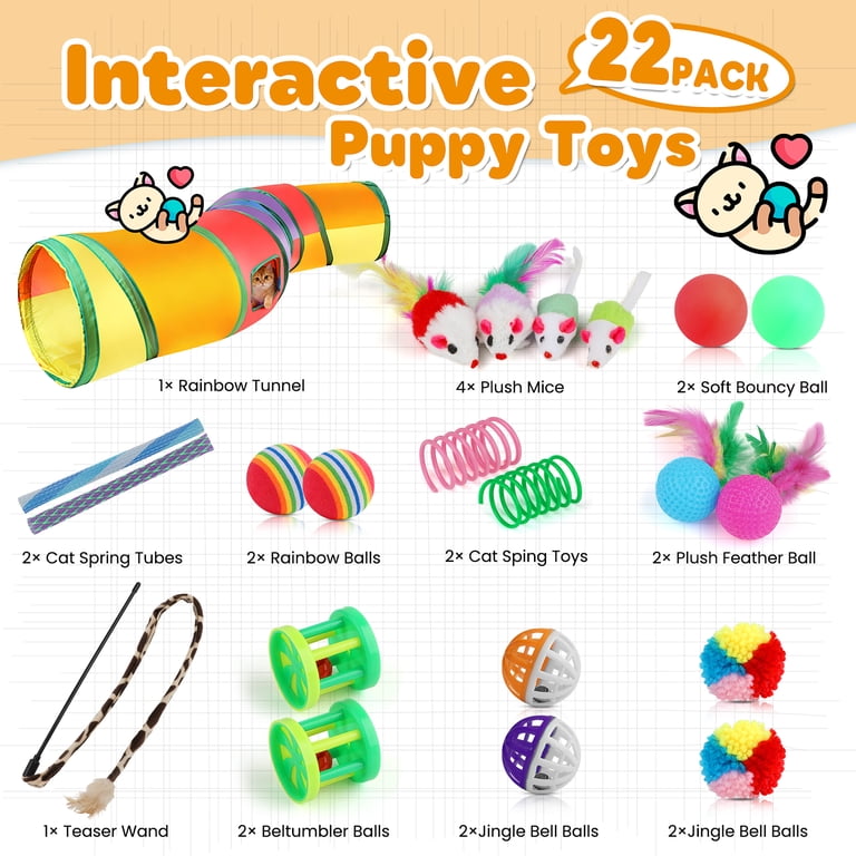 Jewyow 22-Piece Cat Toy Assortment with Tunnel and Wand photo 3