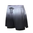 thumbnail image 3 of FRSASU Men's 2 in 1 Gradient Running Shorts Lightweight Summer Loose Elastic Waist Athletic Quick Dry Shorts with Pockets Gray, 3 of 9