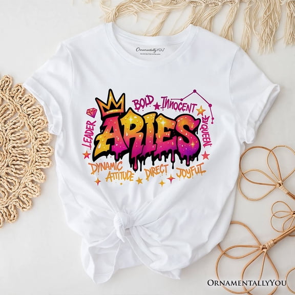 Aries Graffiti Zodiac T-Shirt, Street Style Astrology Horoscope Tee