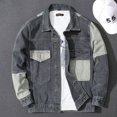 thumbnail image 5 of Chaqueta vaquera azul con botones de empalme para otoño, abrigo vaquero para hombre, ropa de moda G Original de Corea, talla grande, holgada, de lujo, LS, 5 of 5