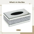 thumbnail image 5 of Luxury Glass Tissue Box Holder, Shiny Silver Modern Decor with Oval Opening for Living Room & Bathroom, Easy to Clean Rectangular Dispenser, 5 of 5