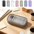 thumbnail image 7 of Double Layer Large Capacity Pencil Case,Fashion Aesthetic Canvas Stationery Bag for Make-up Brush & Stationery Supplies Storage,Office Desk Organizer Bag,White, 7 of 7