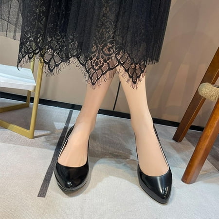 

Xysaqa Black Flats for Women Ballets Shoes for Girls Spring Women s New Large Size Heel Medium Heel Shallow Mouth Ceremonial Single Shoes Work Shoes Mary Janes Flats on Clearance