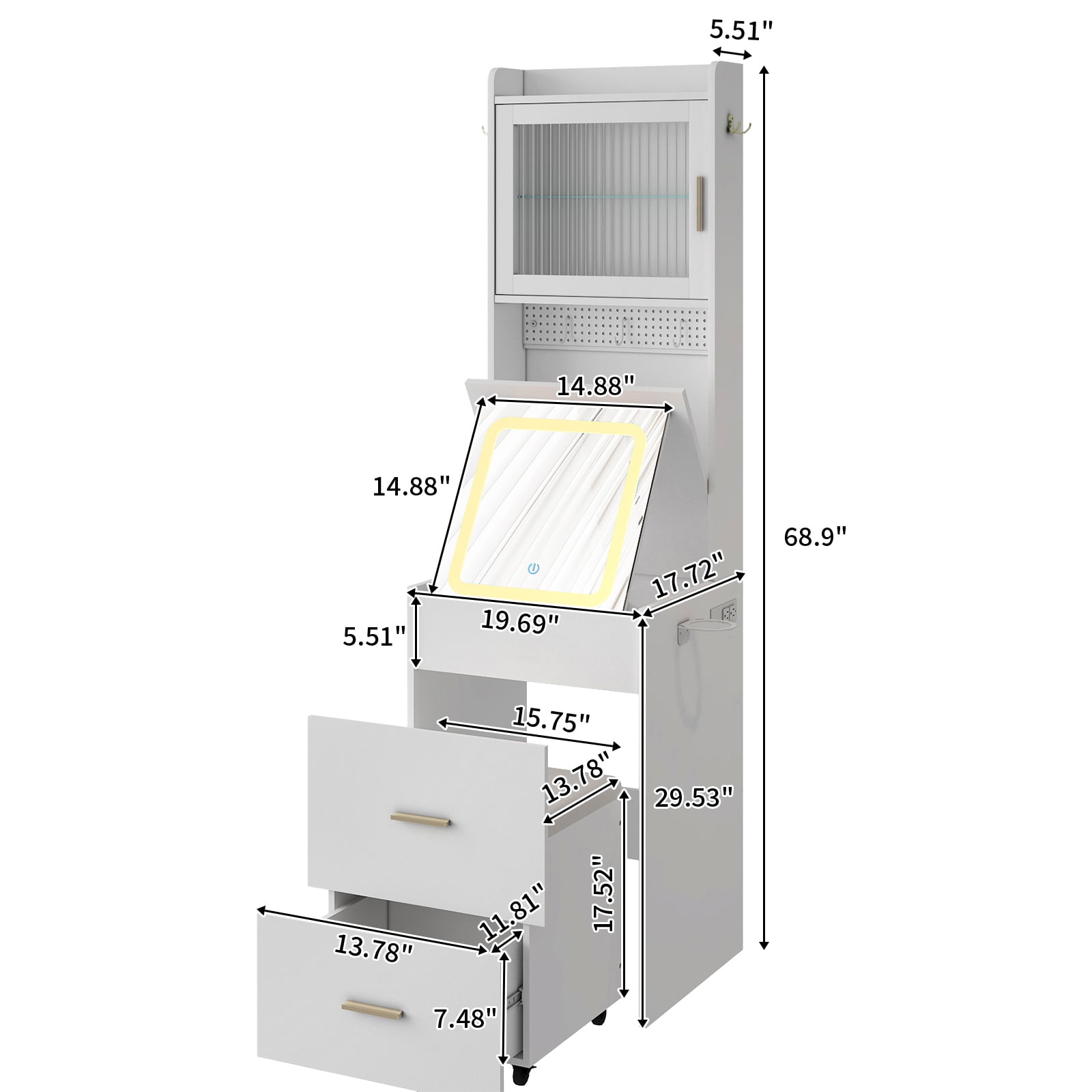 Ktaxon Makeup Vanity Table for Small Spaces, Vanity Table Set with 3 Color LED Light, Bedroom Dressing Table, White