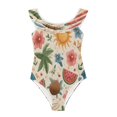 thumbnail image 3 of Girls Ruffle One Piece Swimsuit, Stretchy Fabric for Beach & Pool Activities Summer-themed Design, 3 of 8