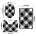 Black Plaid 3Piece Set Of Flannel Bath Mats, Highly Absorbent Toilet