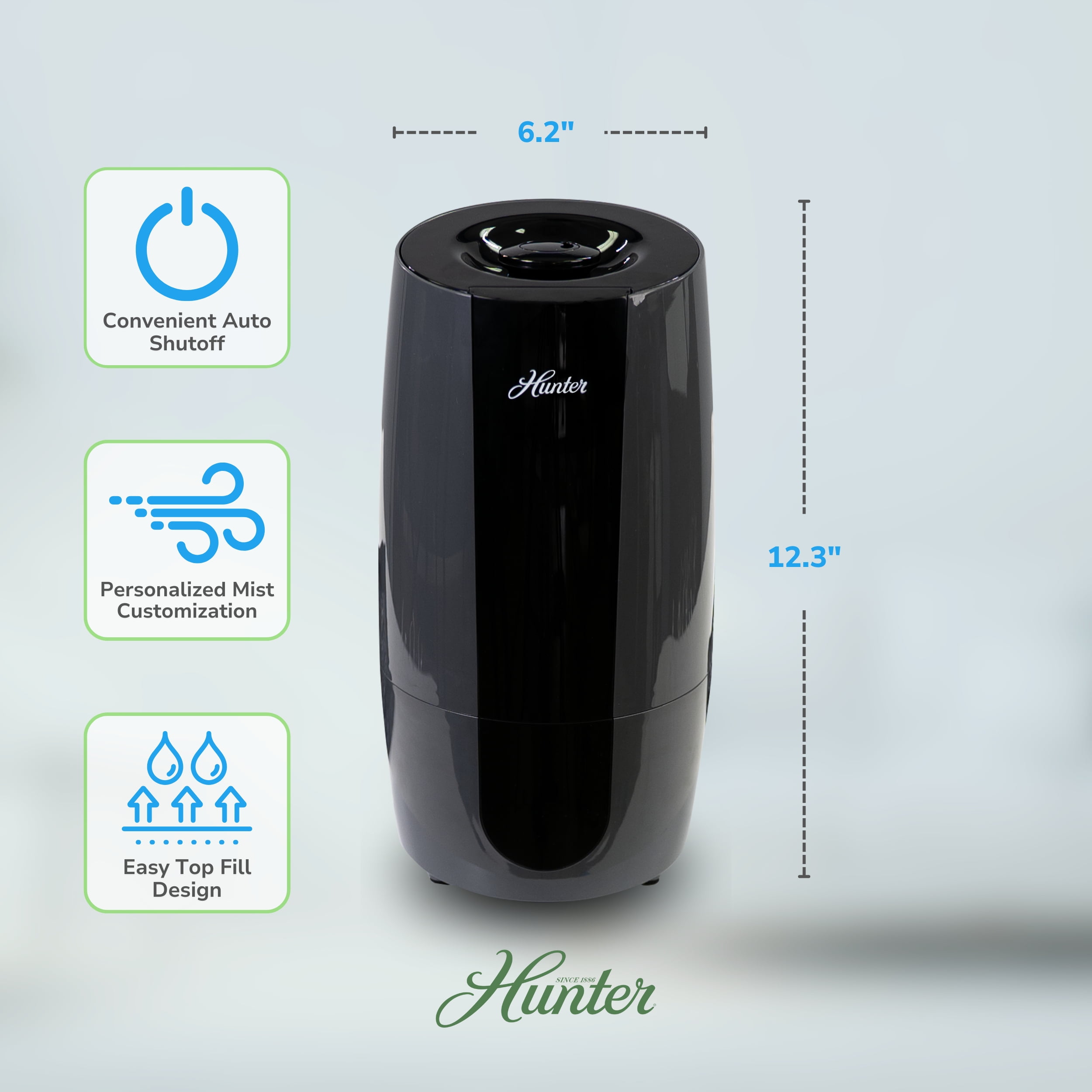 Hunter HHU400 Aspire Cool Mist 0.7 Gal Ultrasonic Humidifier, Graphite