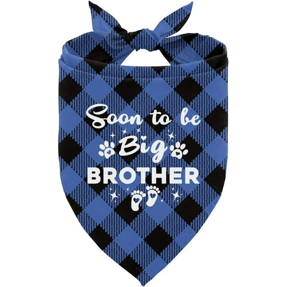 Soon to Be Big Brother Dog Bandana, Dog Bandana, Buffalo Plaid Pet Scarf, Pet Dog Scarf Accessories, Pet Dog Pregnancy Announcement Triangle Scarf, Dog Bandana for Small Medium Large Dogs (C42)