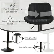 RESTWORLD 2PCS Black Adjustable 360° Swivel Bar Stools PU Leather Cushion With Backrest Footrest For Kitchen Island Home Bar Dining Room