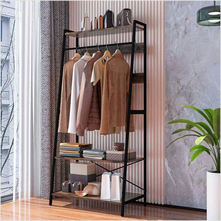 Industrial Open Wardrobe Storage Unit Clothes Rail Shelves Hanging Rack Bedroom Walmart