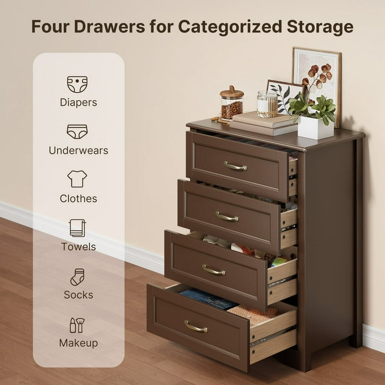 tall dark brown dresser Plank+Beam Solid Wood Farmhouse 6 Drawer Dresser, White Wash main image 1