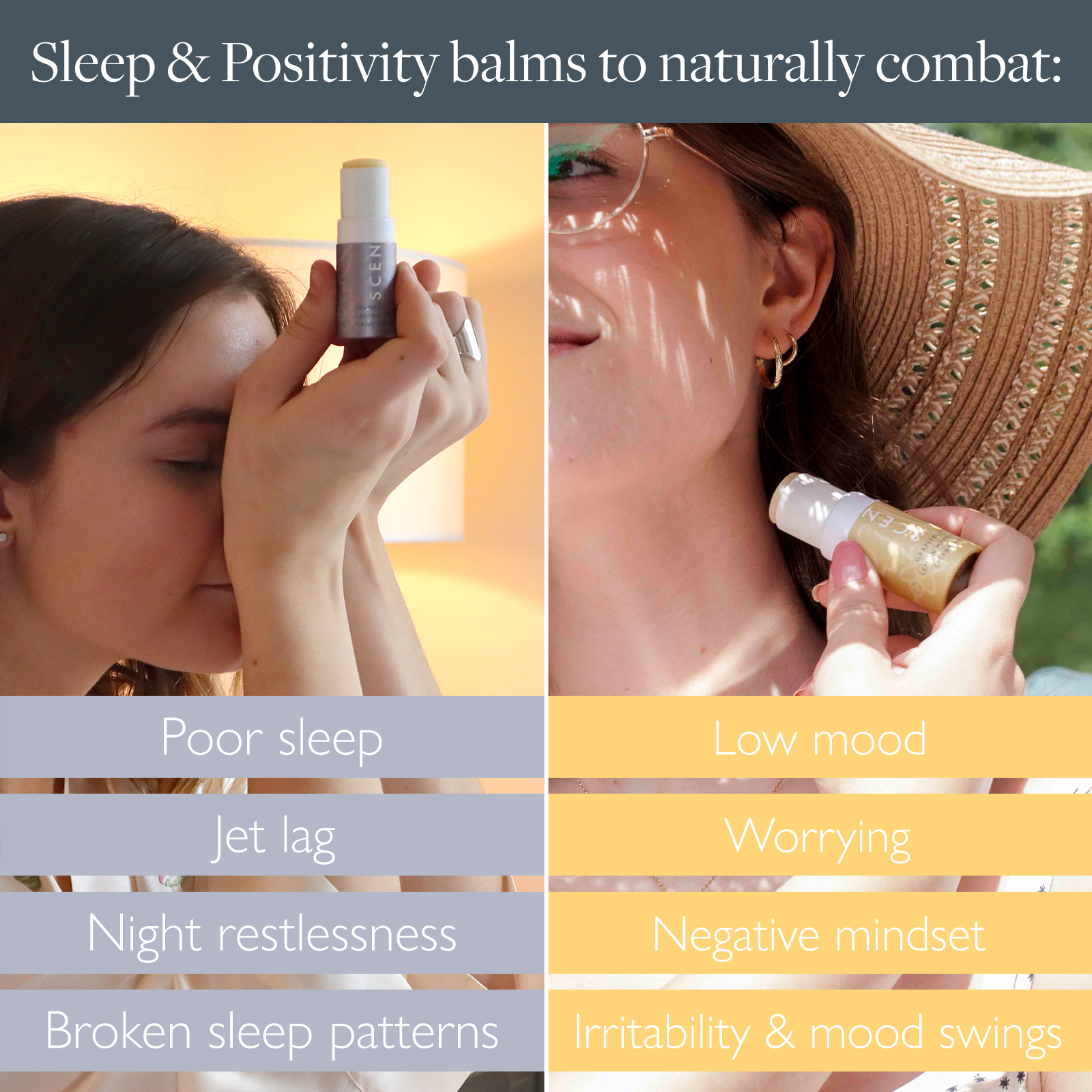 Scentered SLEEP WELL & HAPPY Aromatherapy Essential Oils Balm Gift Set - For Restful Sleep & Gratitude - All-Natural Blends of Lavender, Ylang Ylang, Lemon, Grapefruit