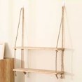 thumbnail image 2 of Wooden Floating Shelves Wall Plant Storage Rope Decor 1/2/3Tier Home Living Room, 2 of 5
