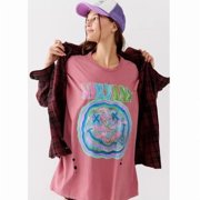Urban Outfitters Women's T-Shirt Vintage Washed Distressed Holes Oversized Fit Tee (Large/X-Large, Vintage Pink Wash)