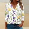 thumbnail image 5 of cocolona Womens 3/4 Sleeve Tops 2025 Fall V Neck Lightweight Shirts Business Casual Work Blouse Fashion Floral Print T-shirts, 5 of 6