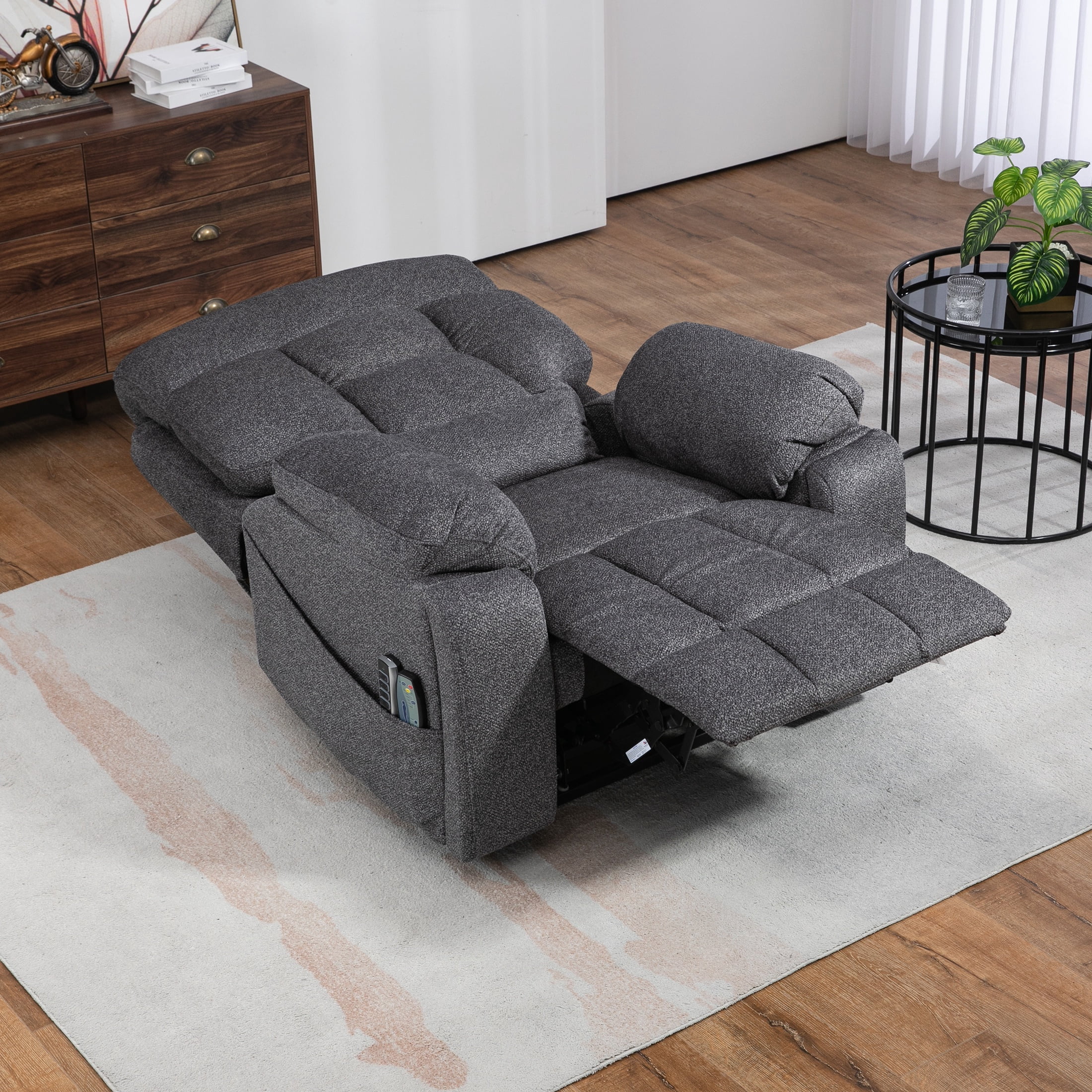 SYNGAR Power Lift Recliner Chair for the Elderly, Oversized Recliner with Massage and Heat, 2 Hidden Cup Holders, Side Pockets, 26" Width of Seat, 4 Motor, Reclining Chair, Dark Gray