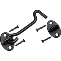 4 Inch Hook and Eye Latch, Black Heavy Duty Privacy Barn Door Lock, Door Hook Latch Lock for Gate, Window, Fence, Cabinet