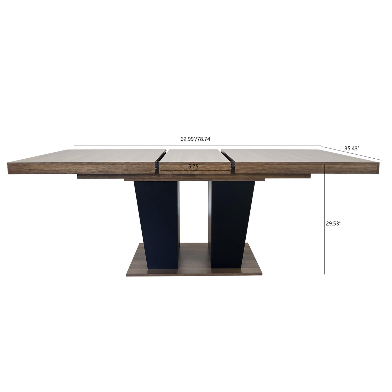 Spaco 78" Expandable Dining Table for 4-10 People with Double Sturdy Pedestal Base, Modern Rectangle Dining Table for Kitchen, Dining Room, Black