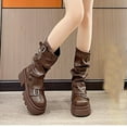 thumbnail image 4 of Tawop Boots for Women Mid-Calf Chunky Heel Buckle Thick Sole Fall Boots, 4 of 9