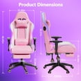 thumbnail image 4 of Mr IRONSTONE Gaming Chair with Bluetooth Speakers and RGB LED Lights, Ergonomic Massage Computer Chair with 3D Armrests and Footrest, Pink/White, 4 of 8