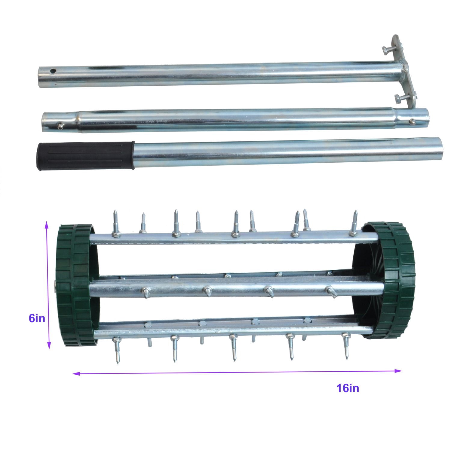 Long Steel Handle Duty Rolling Lawn Aerator Garden Yard Grass Maintenance,Garden Yard Rotary Push