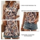 thumbnail image 4 of Mujer Elegante Top Sin Mangas Con Cuello En V Camiseta Impresa Cómoda Blusa Sin Mangas Casual Caqui XXL, 4 of 5