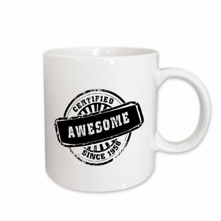 

3dRose Certified Awesome since 1958 - funny birthday personal birth year black stamp - fun humor humorous Ceramic Mug 15-ounce