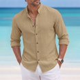 thumbnail image 2 of jjayotai Men's Henley Shirts Casual Long Sleeve Button down Shirts Loose Fit Beach Shirts 2026 Summer Vacation, 2 of 6