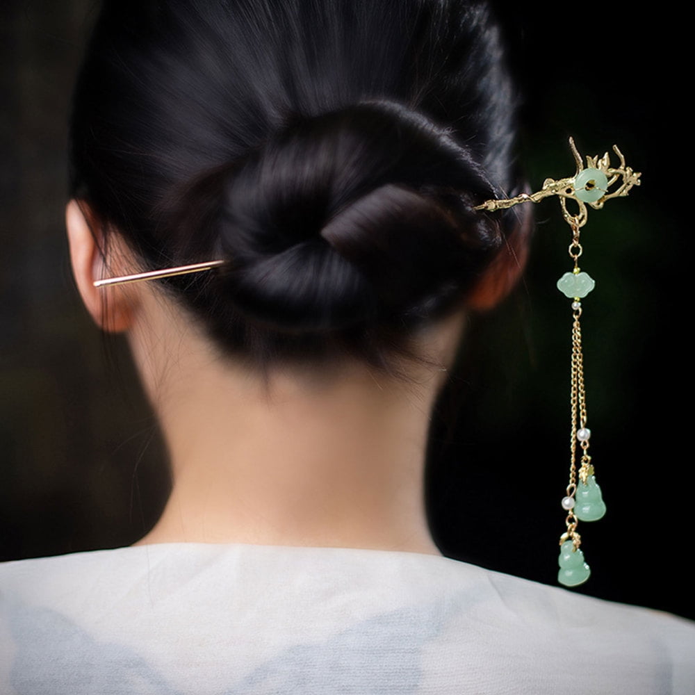 Trendy Kanzashi Double Hair Pin With Dangle Chain Chinese  Etsy