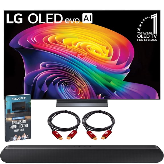 LG 48 inch OLED evo AI C6 4K Smart webOS TV (2026) OLED48C6PUA.AUSZ Bundle with Samsung HW-S50B 3.0ch All-in-One Soundbar, 2x HDMI Cable and Deco Gear Home Theater Beginner's Guide