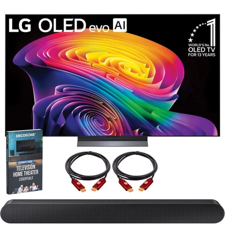 LG 55 inch OLED evo AI C6 4K Smart webOS TV (2026) OLED55C6PUA.AUSZ Bundle with Samsung HW-S50B 3.0ch All-in-One Soundbar, 2x HDMI Cable and Deco Gear Home Theater Beginner's Guide