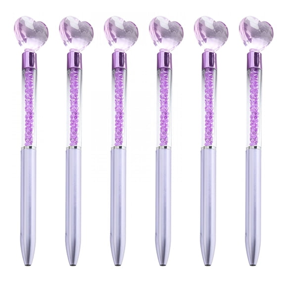 ACDANC 6x/Set Heart Shaped Ballpoint Pen Signature Pen Decorative Pen 1.0mm Writing Pen Stationery Supplies for Student Teacher Purple