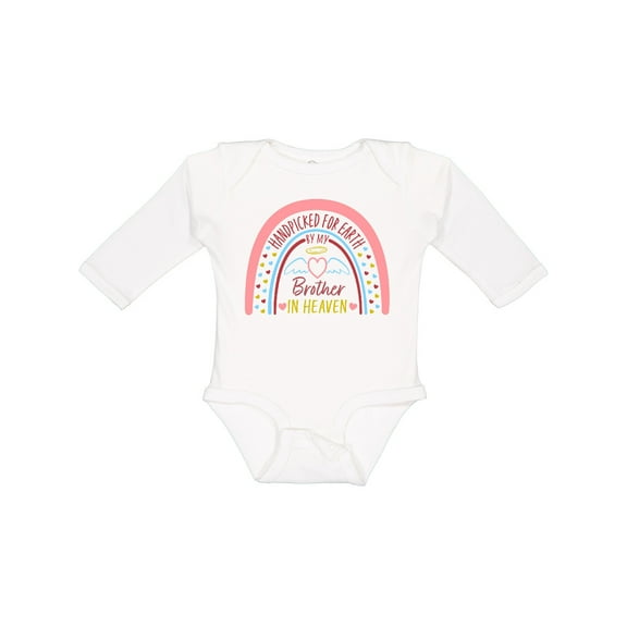 Inktastic Handpicked for Earth by My Brother in Heaven Rainbow Boys or Girls Long Sleeve Baby Bodysuit