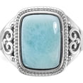 thumbnail image 4 of Sterling Silver Rhodium-Plated Oxidized With Rectangular Larimar Ringsize 8 (Width 2.5 To 5.25) - Jbsp, 4 of 5