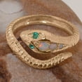thumbnail image 4 of LBG British Made Traditional 18k Rose Gold Ring with Natural Opal & Emerald Womens Promise Ring - 33 size options - Size 4.25, 4 of 6