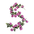 thumbnail image 2 of Hovilon 6ft Artificial Simulated Rose Vine - 21-Head Faux Rose Garland with Realistic Flowers, Flexible Green Floral Vine for Wedding Backdrop Wall, Arch, Mantel, and Home Party Decoration (Purple), 2 of 6