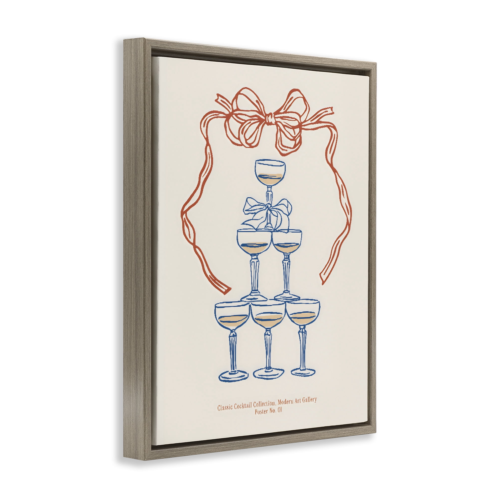 Stupell Industries Classic Cocktail Tower Brown Framed Floater Canvas Wall Art, design by The Prints Vibe