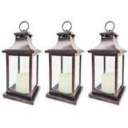 LED Decorative Lanterns - Set of 3 - Kate Aspen Vintage Rustic Home Dcor Lantern Tabel Centerpiece for Wedding, Bridal Shower, Anniversary Party - Copper