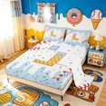 thumbnail image 2 of Meiyoeat Kawaii Ice Cream Baseball King Sheets for Women Girls Boys, Cute Blue Donut L Letter Bedding, 4 Pieces, 2 of 5