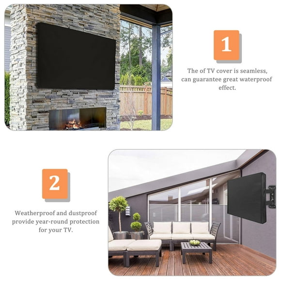 HORIALENCE 1 PCS Outdoor Monitor Cover Waterproof Black for Television Users