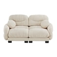 thumbnail image 5 of AENKYO 82" Modular Sofa, Cozy Chenille 2-Seater Loveseat w/ Pleated Design, Deep Seat Foam Couch & 2 Pillows, Beige, 5 of 8