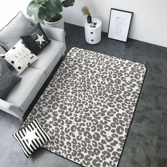Area Rugs For Living Room Decor - grey cool Leopard print Soft Anti Slip Throw Washable Rugs 5x7 For Bedroom, Indoor Carpet For Bedroom Living Room 80x58In
