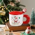 thumbnail image 4 of Christmas Mug with Lid and Spoon Santa Claus Tree Design Ceramic Coffee Cup Holiday Themed Gift Set Reusable Festive Drinkware for Cocoa Tea Coffee Hot Chocolate Holiday Parties Gifts 14oz, 4 of 6