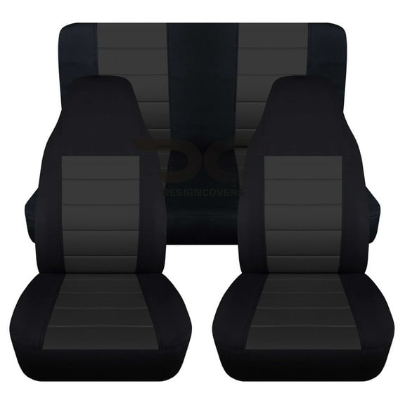 Designcovers Fits 2003-2006 Jeep wrangler LJ Cotton Seat Covers:Black Charcoal-Full Set