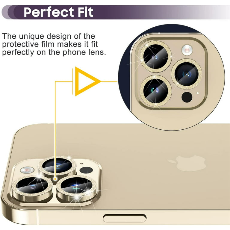 iPhone 14 Pro Max Camera Lens Protector - Glitter Gold - Fits any