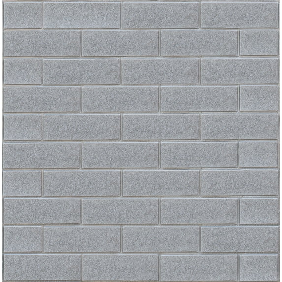 Dundee Deco 3D Wall Panels - Peel and Stick Wall Sticker, Industrial Faux Brick Silver Self Adhesive Foam Wall Paneling for Interior Wall Decor, Pack of 5, Covers 26.45 sq. ft.